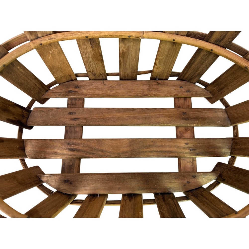 Vintage Large Oval Wooden Slats & Bamboo Basket Rustic Decor Storage Cottagecore - Picture 9 of 9